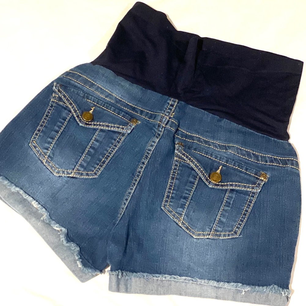 Maternity Jean Denim Pregnancy Band Elastic Shorts